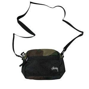 Stussy Camo Front Sling Bag Stock Pouch Woodland Black Crossbody Streetwear